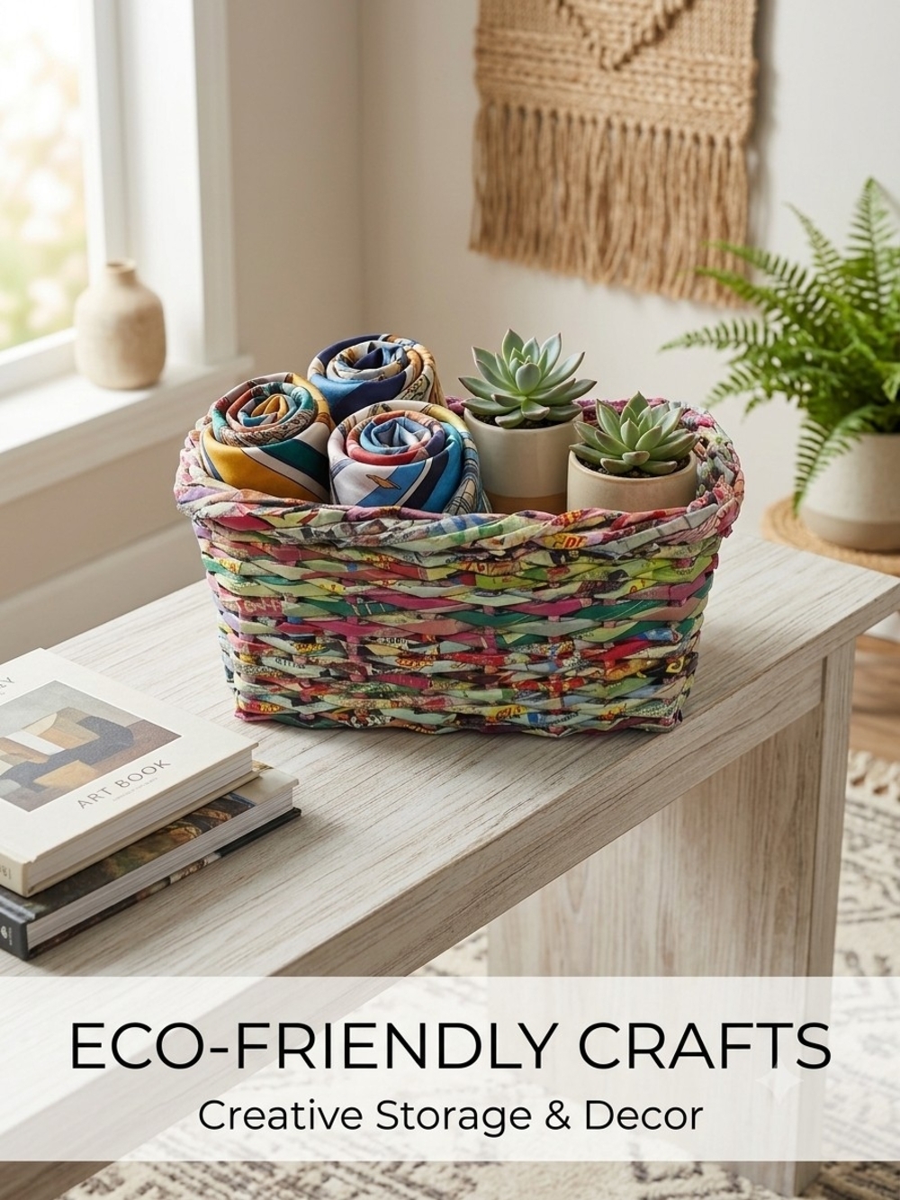 Upcycled Woven Magazine Basket